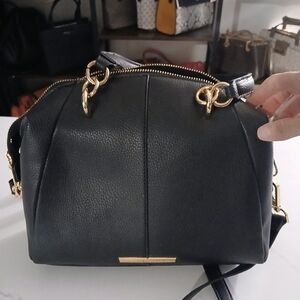 Steve Madden Black Satchel with Gold Accents